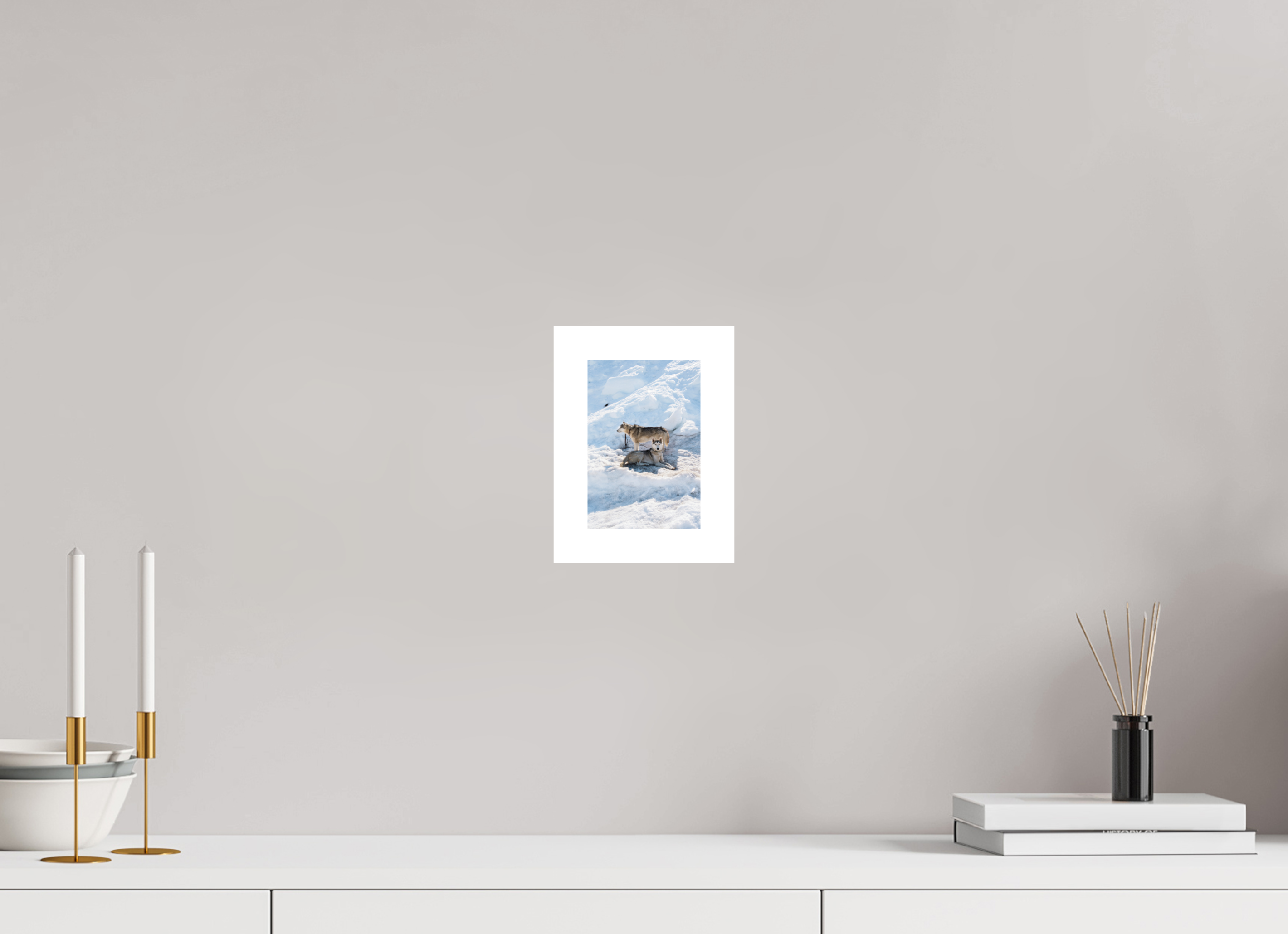 10 x 15 cm, Epson Fine Art Cotton Smooth Natural Paper Two Siberian Huskies in the Snow – Fine Art Winter Wildlife Photography Print