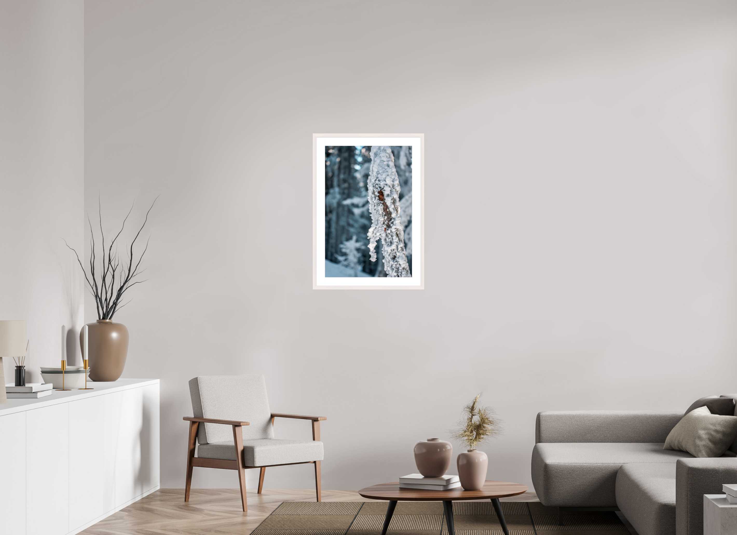 50 x 75 cm, Frame Hambourg 20mm Frozen Grain – Verbier Forest