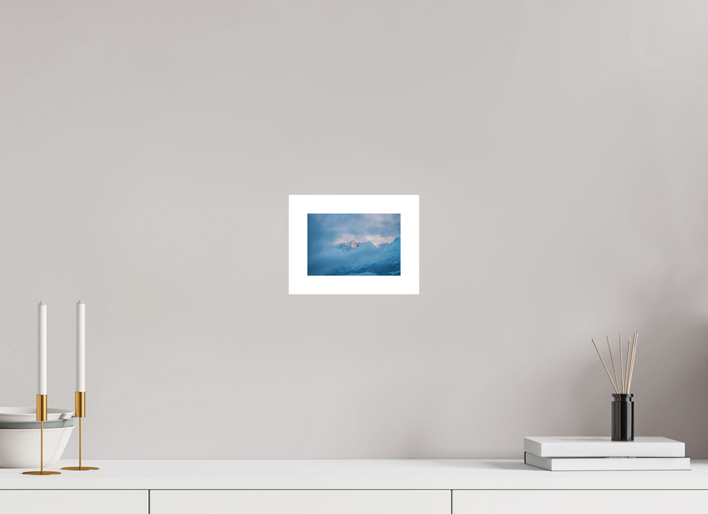 15 x 10 cm, Epson Fine Art Cotton Smooth Natural Paper Purple Blue Sunset Over Misty Mountains – Fine Art Landscape Photography Print from Verbier