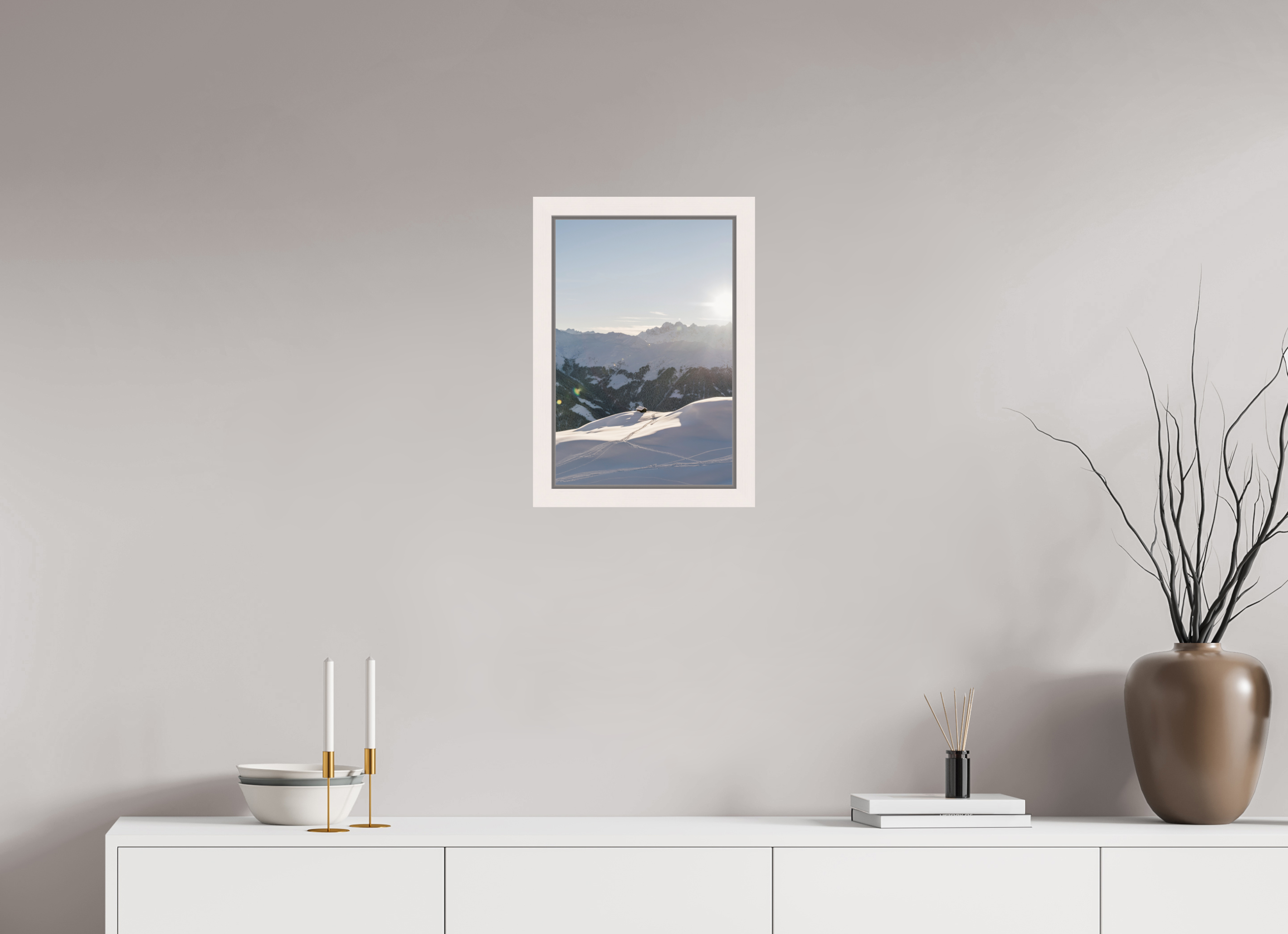 30 x 45 cm, Framed Plexi Last Light at La Chaux – Verbier, Switzerland