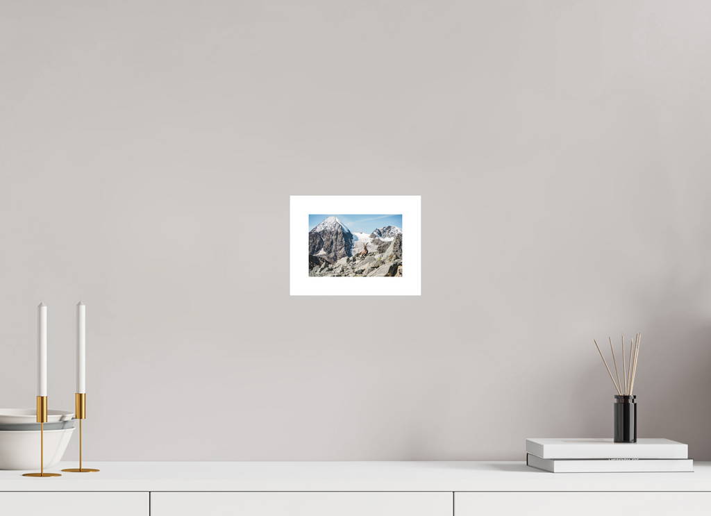 15 x 10 cm, Epson Fine Art Cotton Smooth Natural Paper Alpine Ibex in Verbier with Grand Combin Glacier – Fine Art Wildlife Photography Print