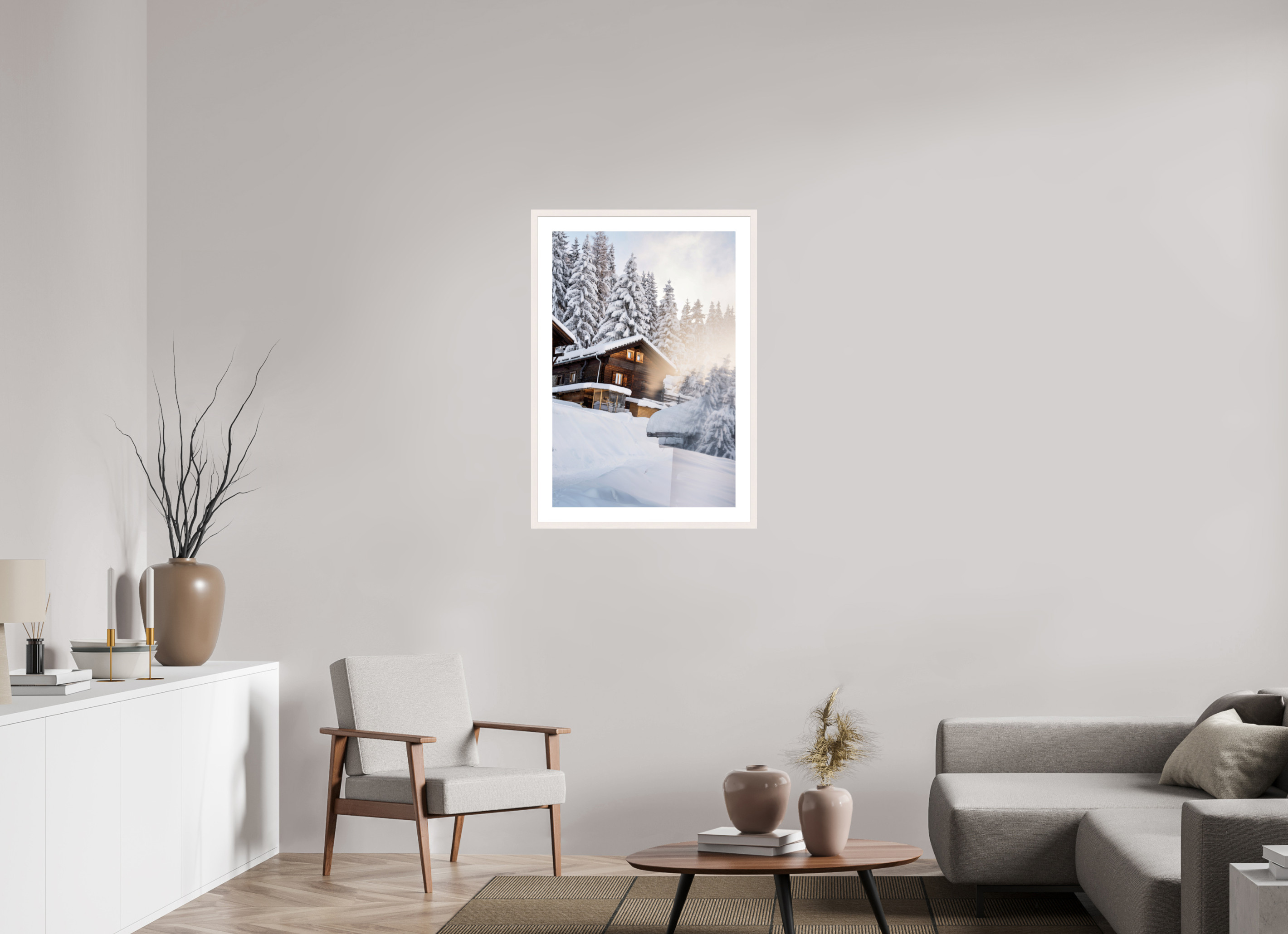 60 x 90 cm, Frame Hambourg 20mm Chez Dany in Winter – Verbier, Switzerland