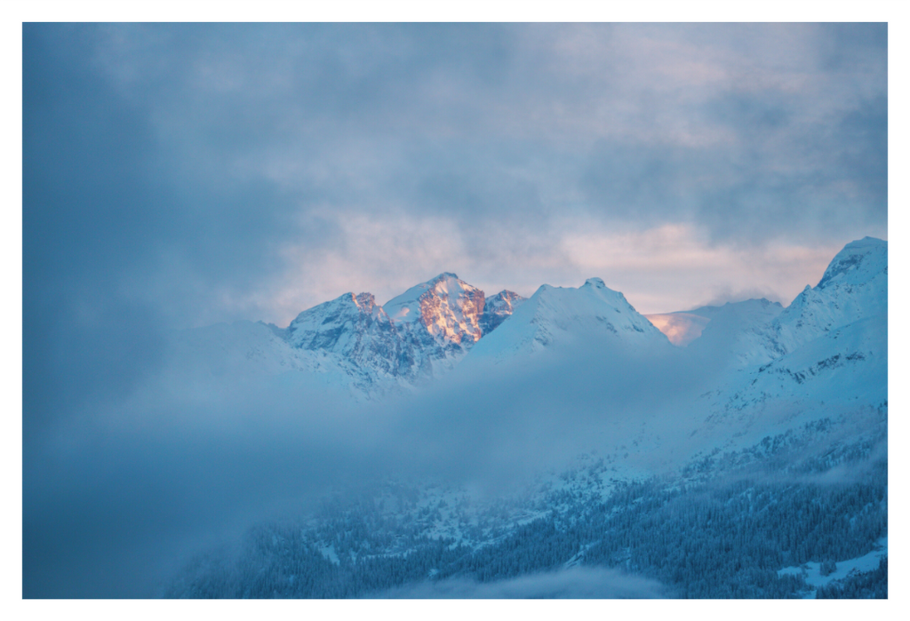 Main image Purple Blue Sunset Over Misty Mountains – Fine Art Landscape Photography Print from Verbier