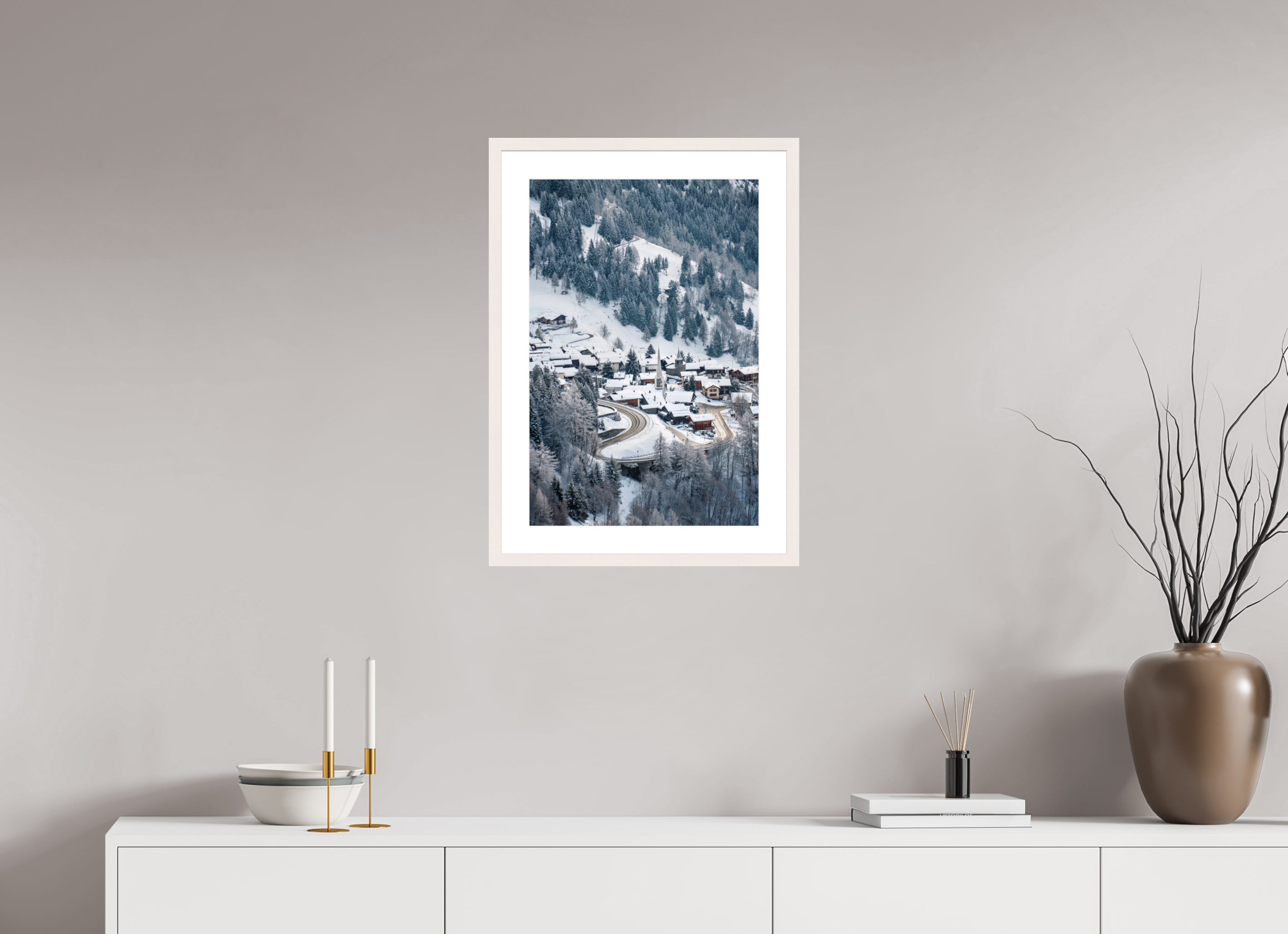 40 x 60 cm, Frame Hambourg 20mm Verbier Village Church