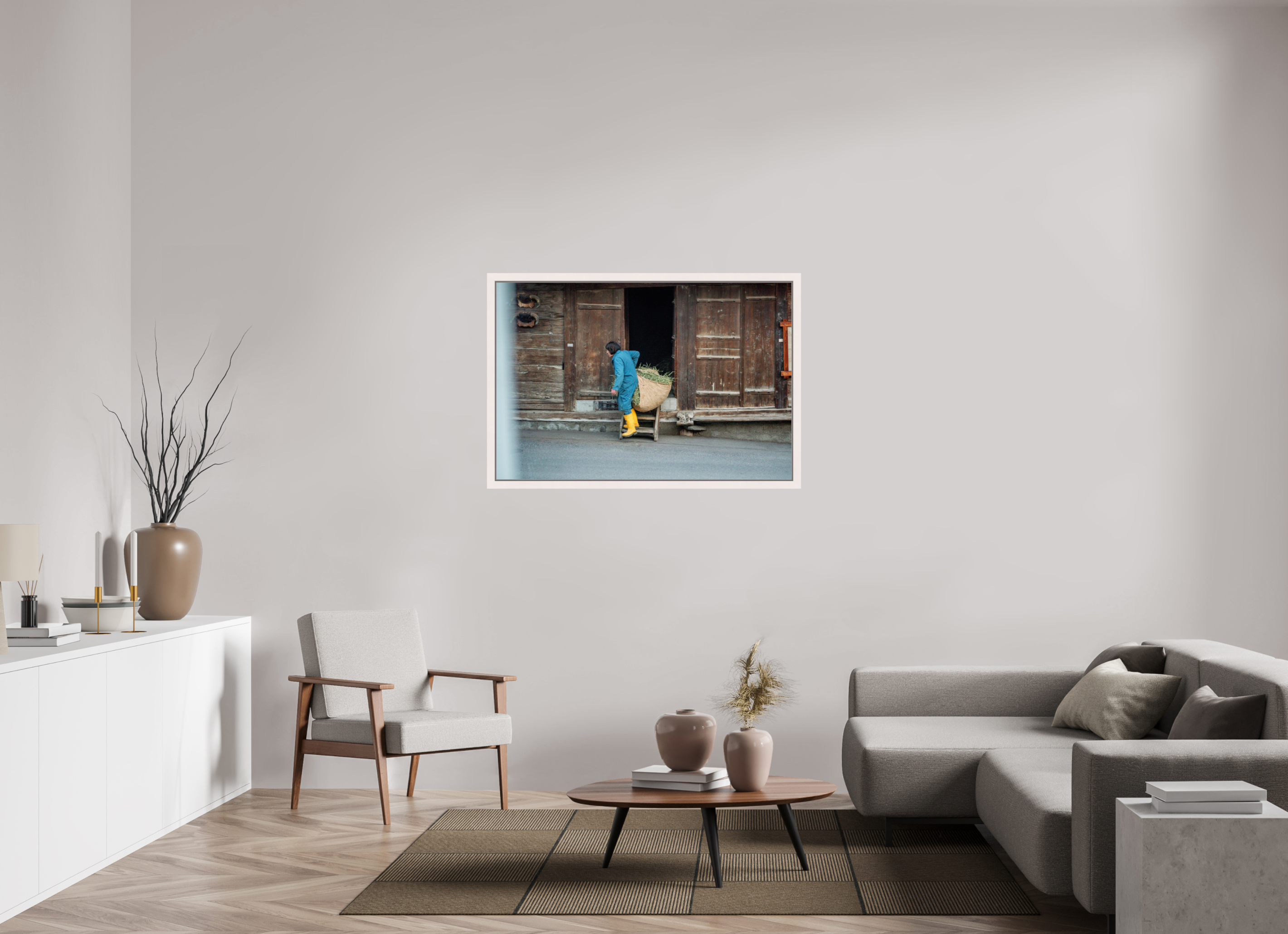 120 x 80 cm, Framed Plexi Farm Worker Bruson