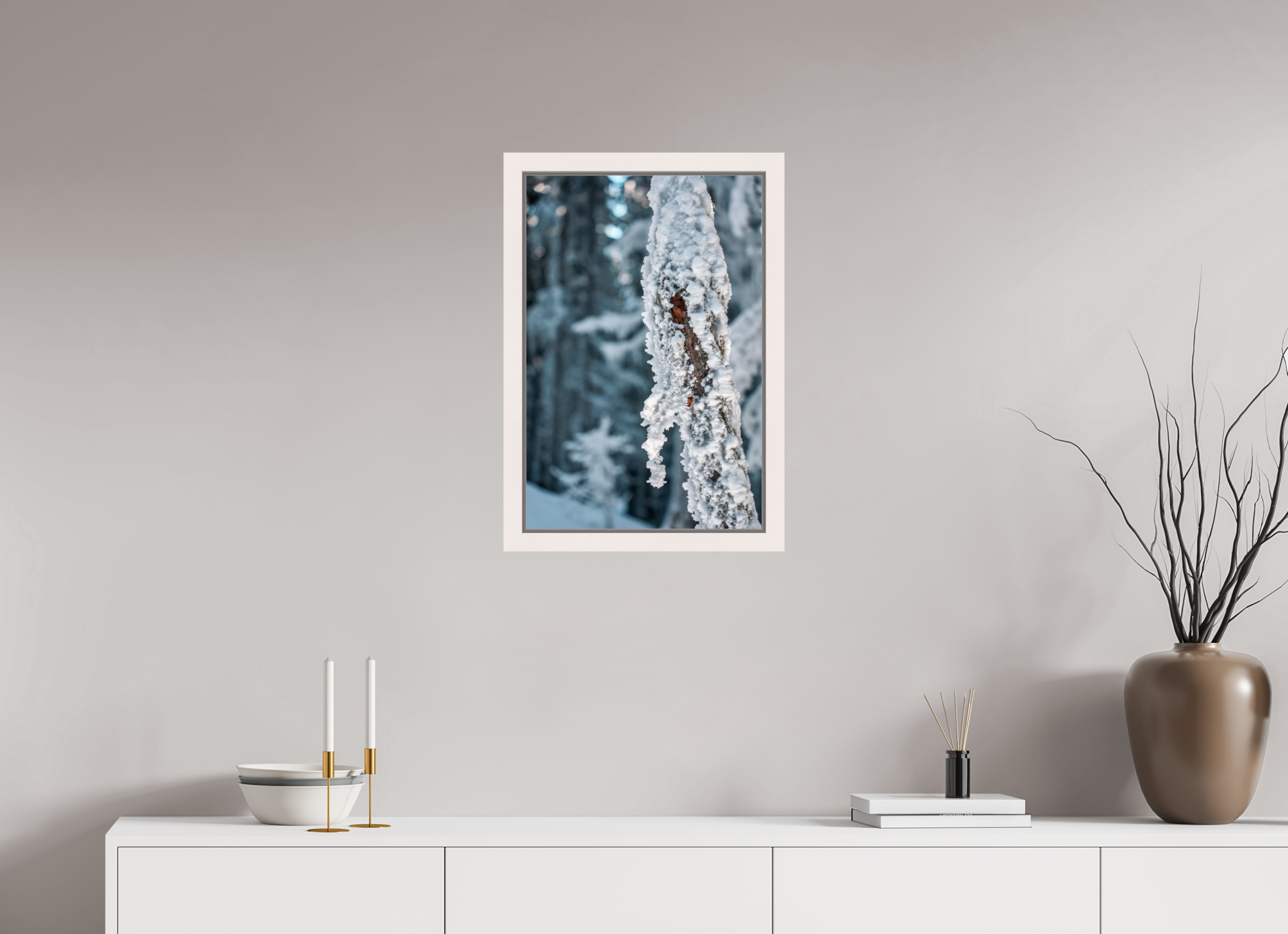 40 x 60 cm, Framed Plexi Frozen Grain – Verbier Forest