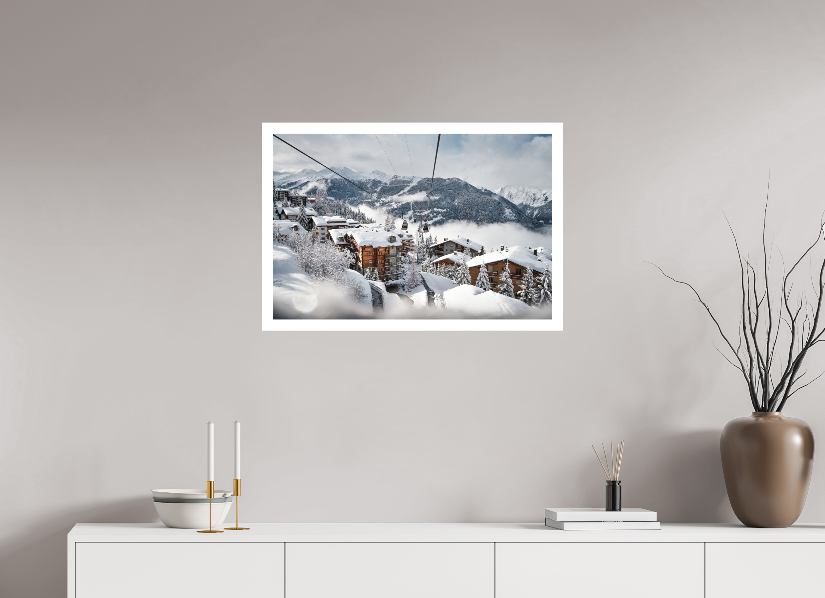 75 x 50 cm, Epson Fine Art Cotton Smooth Natural Paper Purple Blue Sunset Over Misty Mountains – Fine Art Landscape Photography Print from Verbier