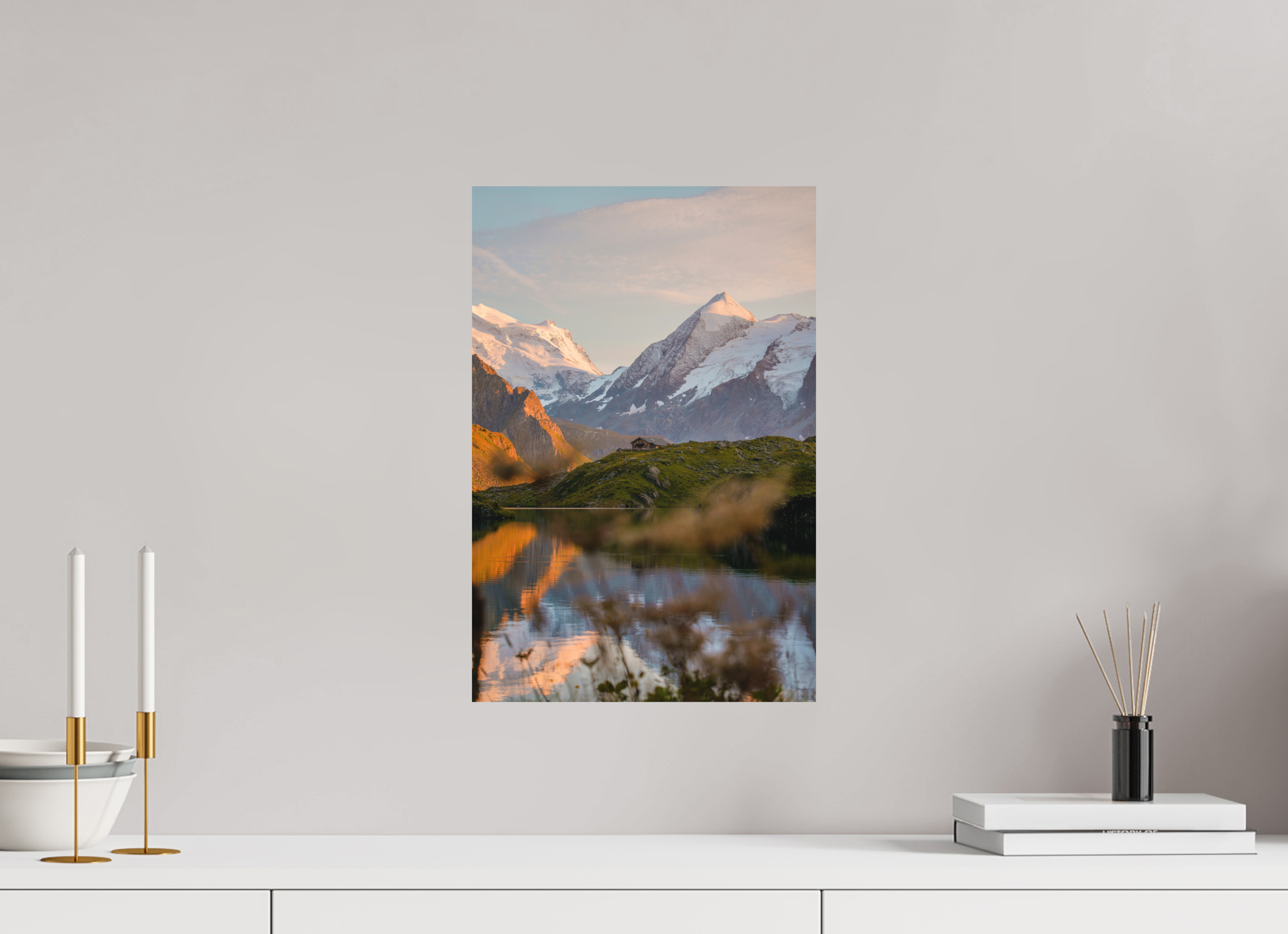 30 x 45 cm, Alu Dibond Metalic Suspension System Still Water at Louvie – Val de Bagnes, Switzerland