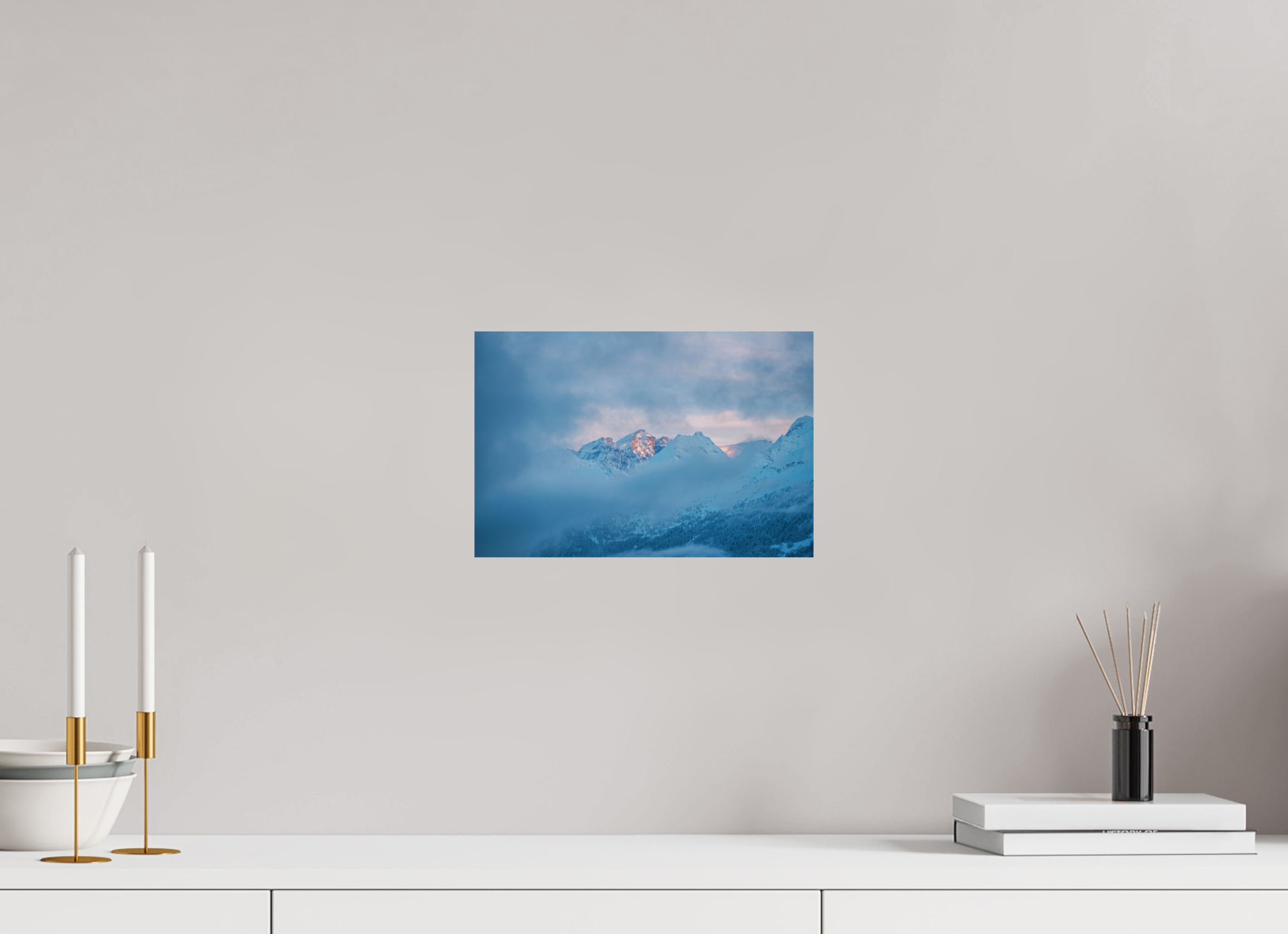 30 x 20 cm, Photo Print On Fuji Crystal DP II Purple Blue Sunset Over Misty Mountains – Fine Art Landscape Photography Print from Verbier