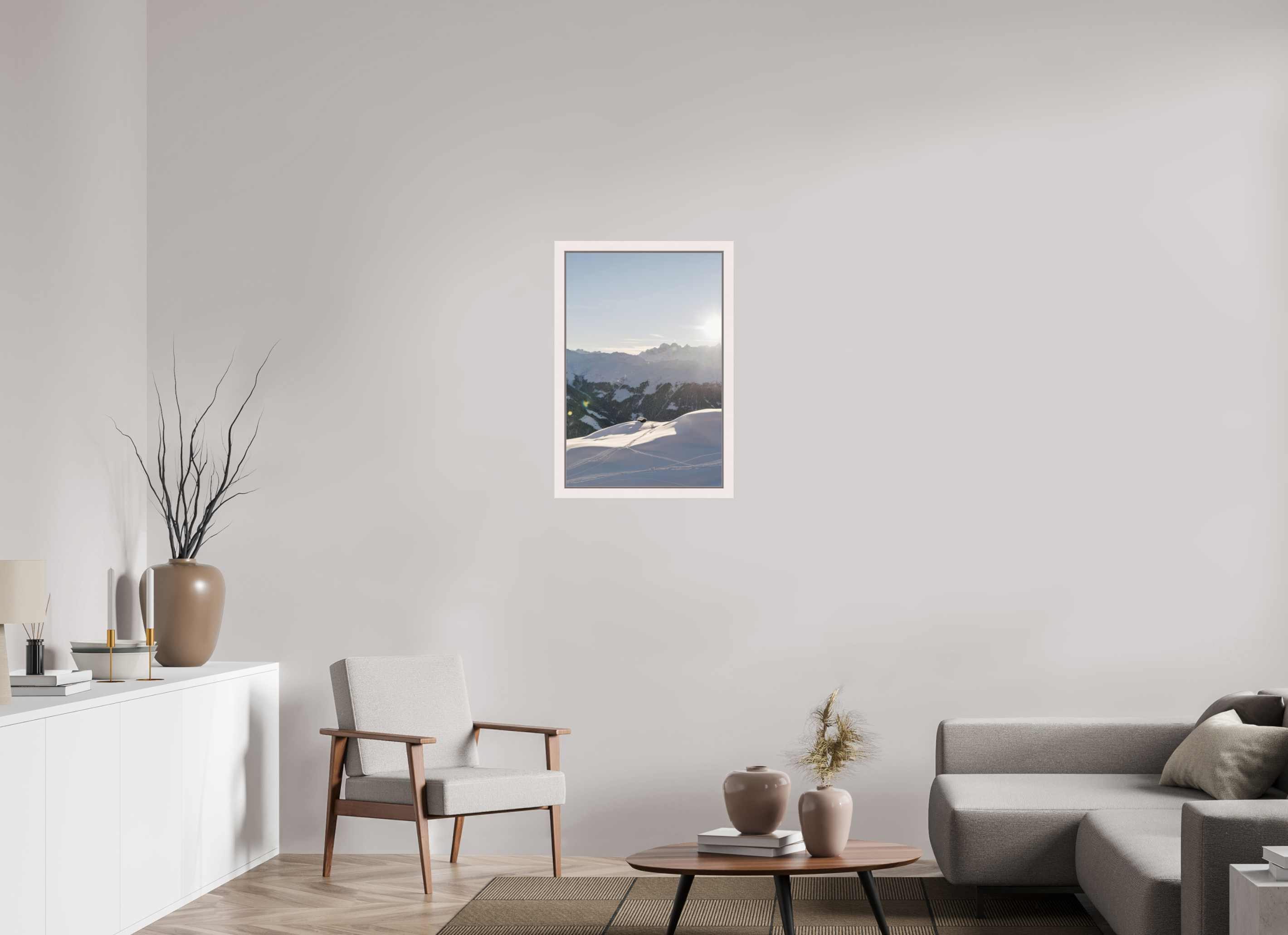 50 x 75 cm, Framed Plexi Last Light at La Chaux – Verbier, Switzerland