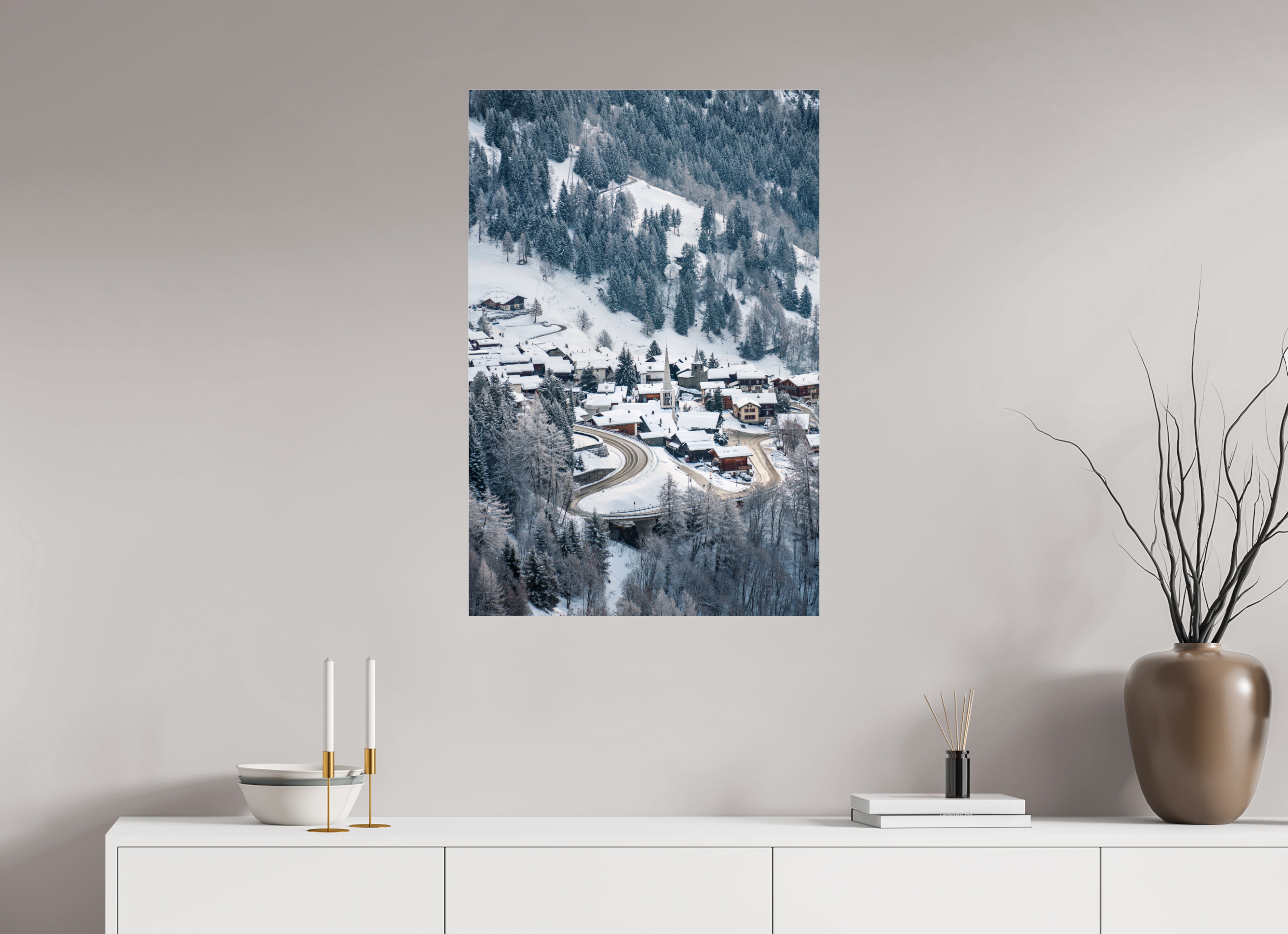 60 x 90 cm, Photos Plexi Verbier Village Church