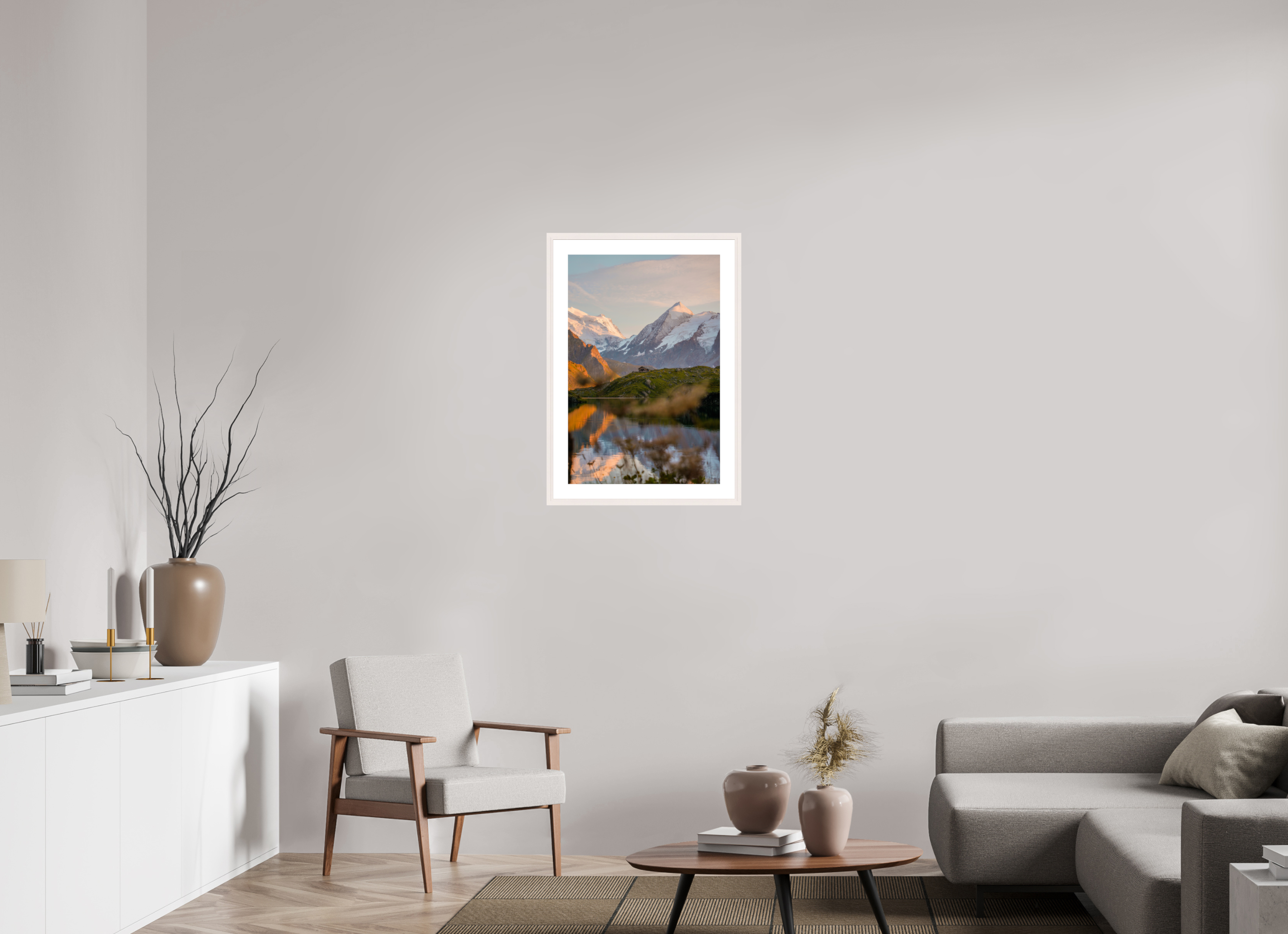 50 x 75 cm, Frame Hambourg 20mm Still Water at Louvie – Val de Bagnes, Switzerland