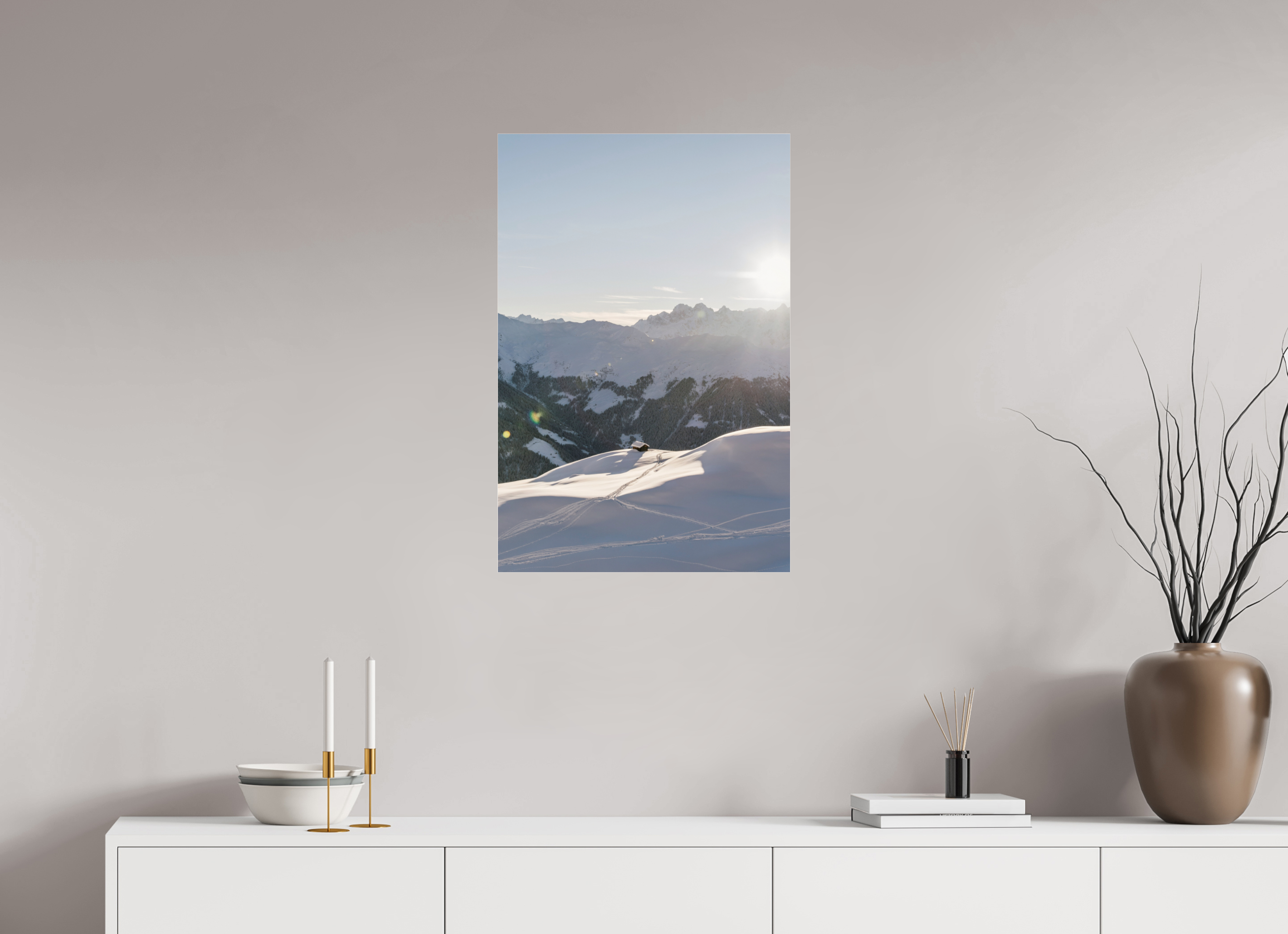 50 x 75 cm, Photos Plexi Last Light at La Chaux – Verbier, Switzerland