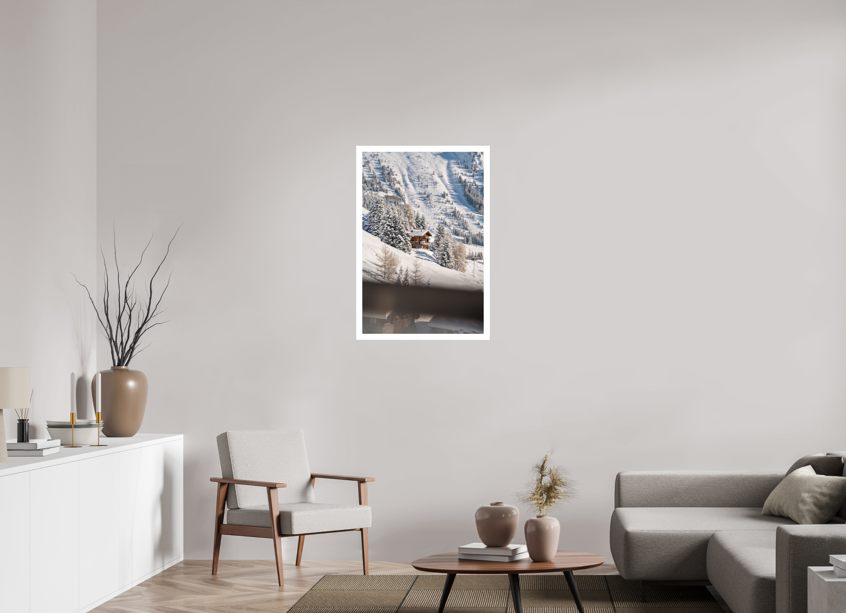60 x 90 cm, Epson Fine Art Cotton Smooth Natural Paper Print Chalet From Savoleyres Lift