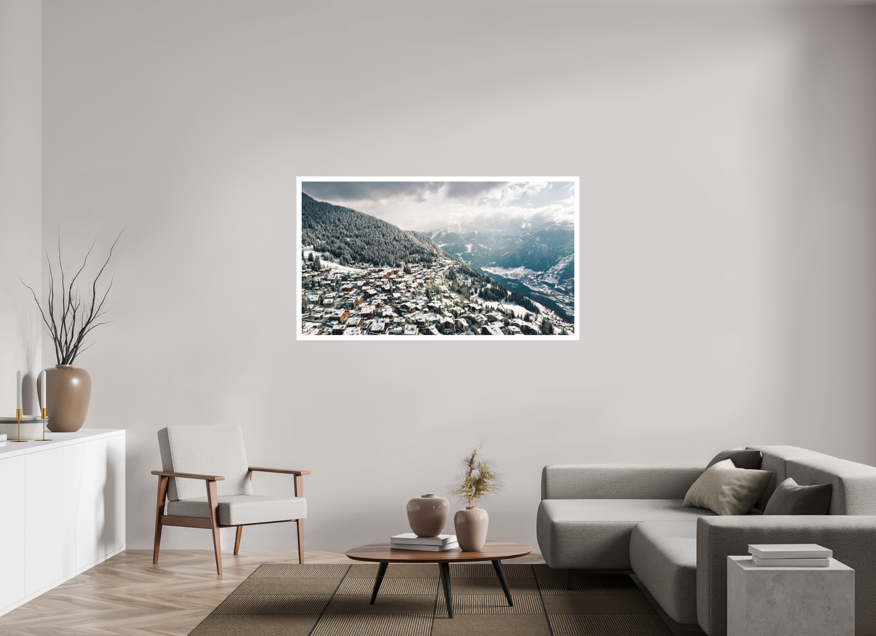 160 x 90 cm, Epson Fine Art Cotton Smooth Natural Paper Print After the Storm – Verbier from Above