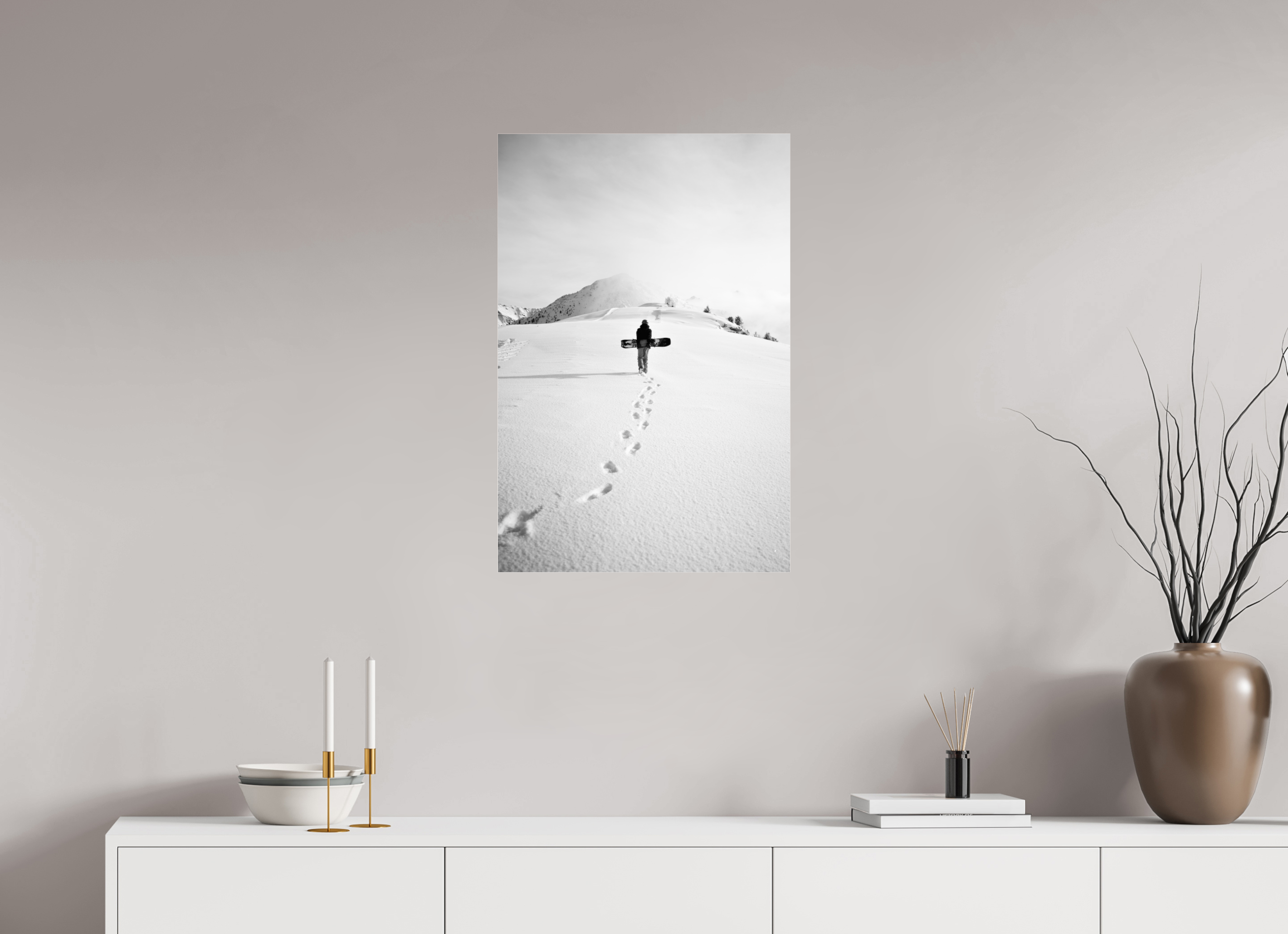 50 x 75 cm, Photos Plexi Snowboarder Walking on Snow