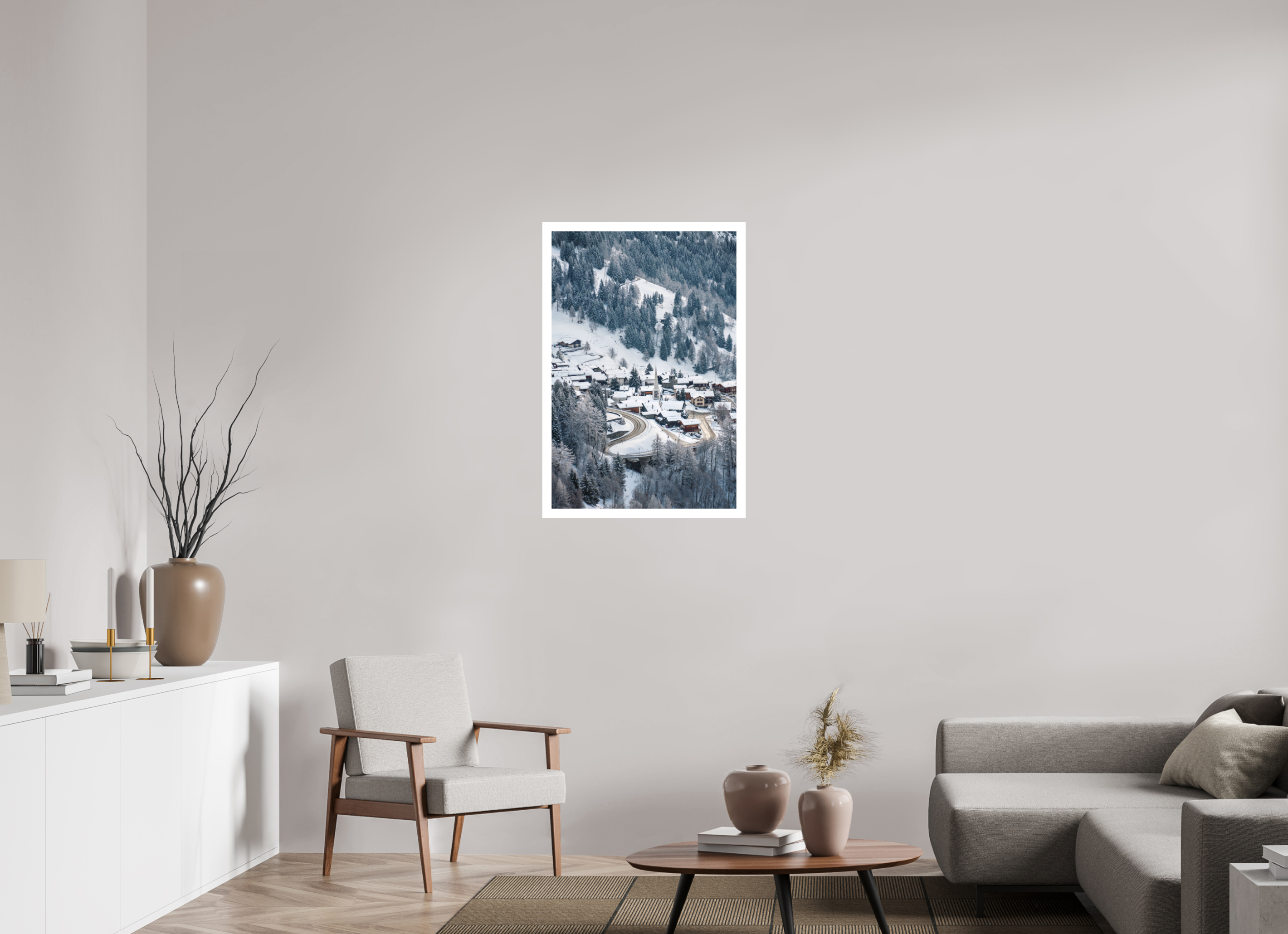 60 x 90 cm, Epson Fine Art Cotton Smooth Natural Paper Print Verbier Village Church