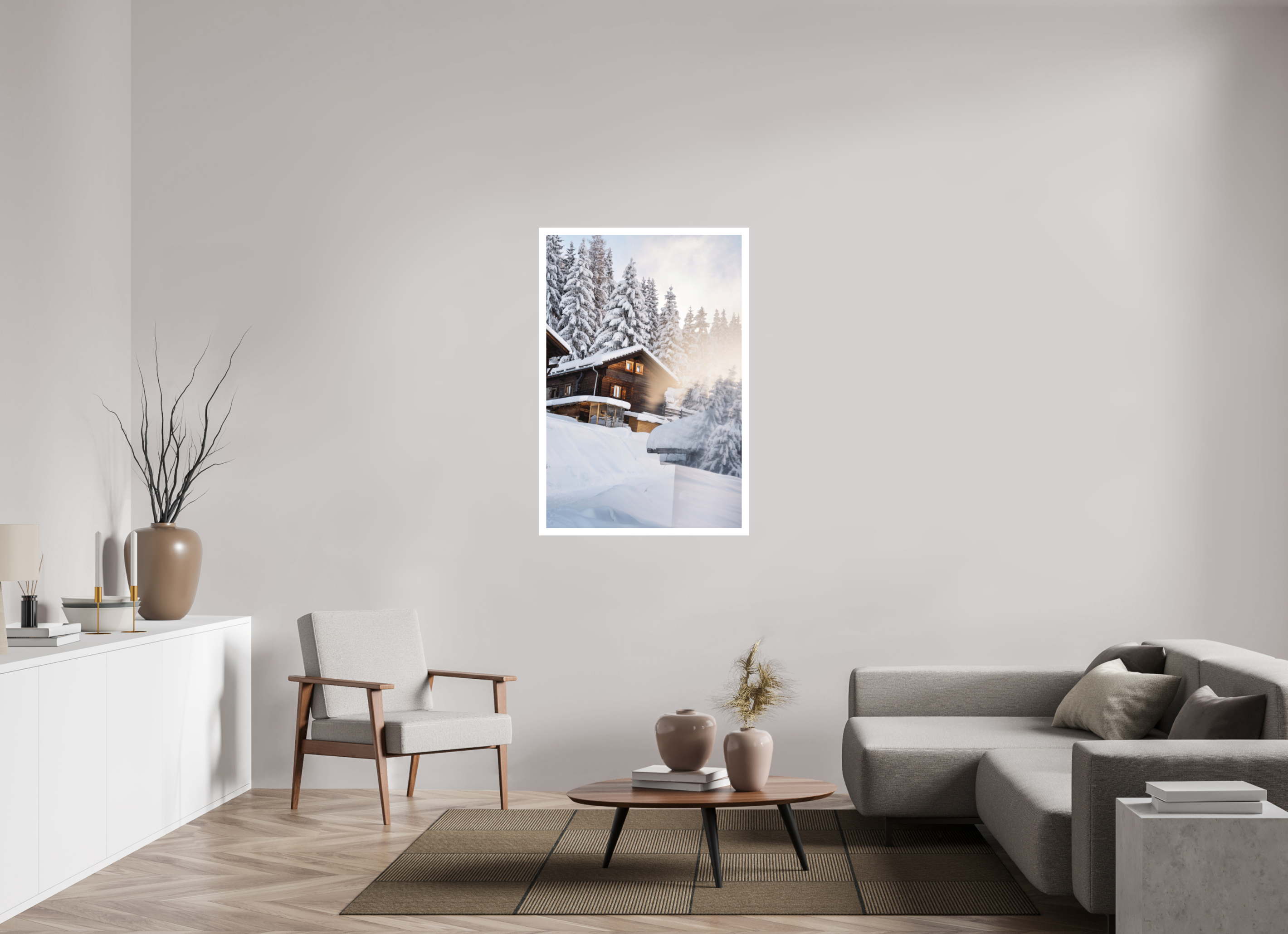 80 x 120 cm, Epson Fine Art Cotton Smooth Natural Paper Print Chez Dany in Winter – Verbier, Switzerland