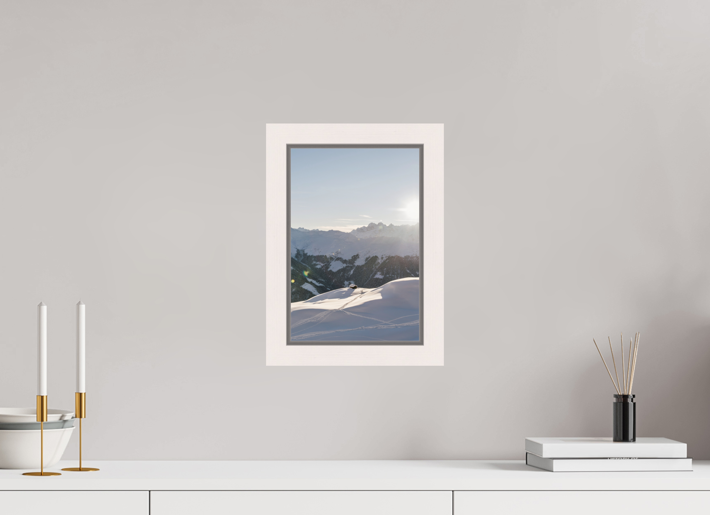 20 x 30 cm, Framed Plexi Last Light at La Chaux – Verbier, Switzerland