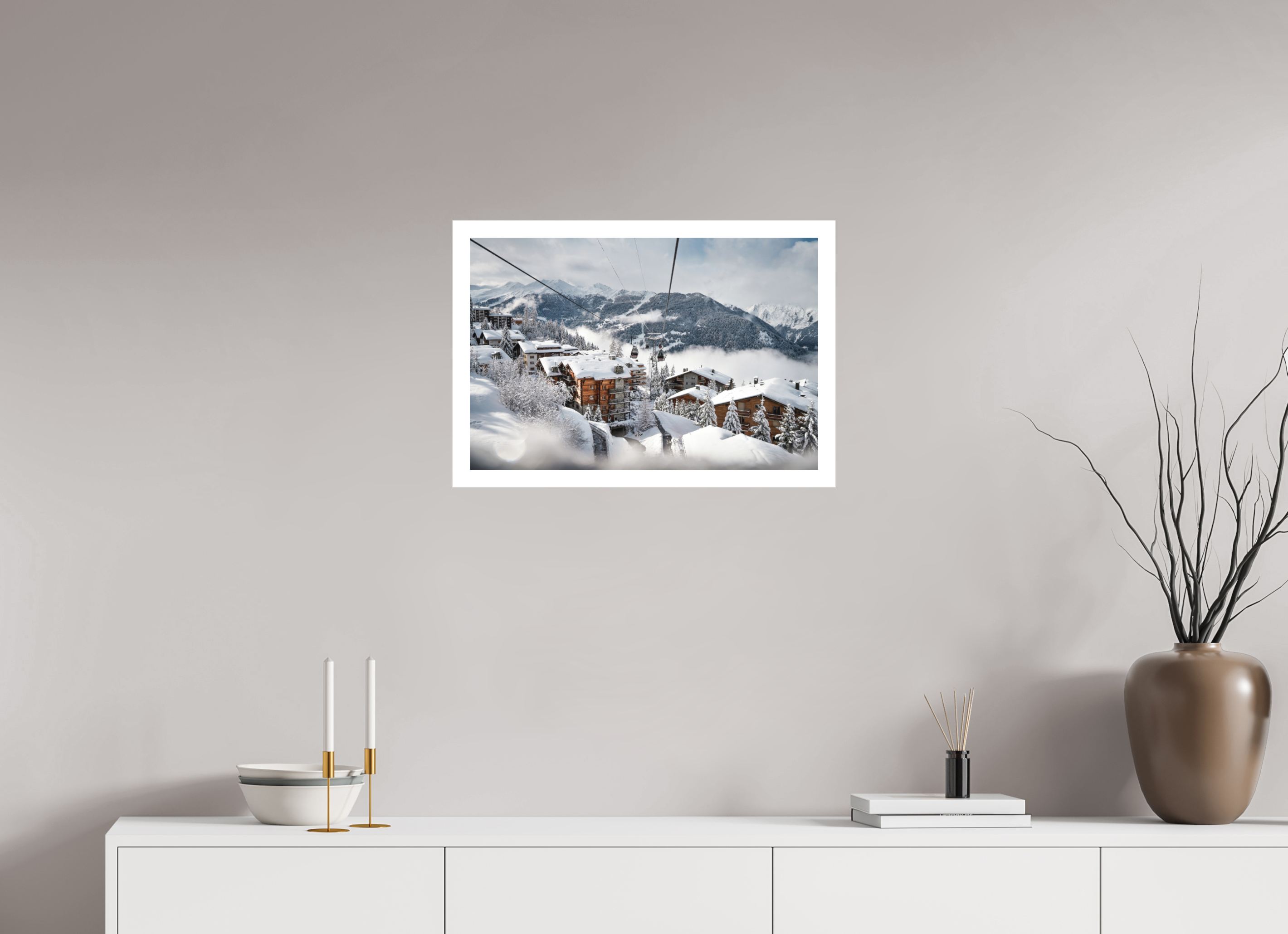 60 x 40 cm, Epson Fine Art Cotton Smooth Natural Paper Purple Blue Sunset Over Misty Mountains – Fine Art Landscape Photography Print from Verbier