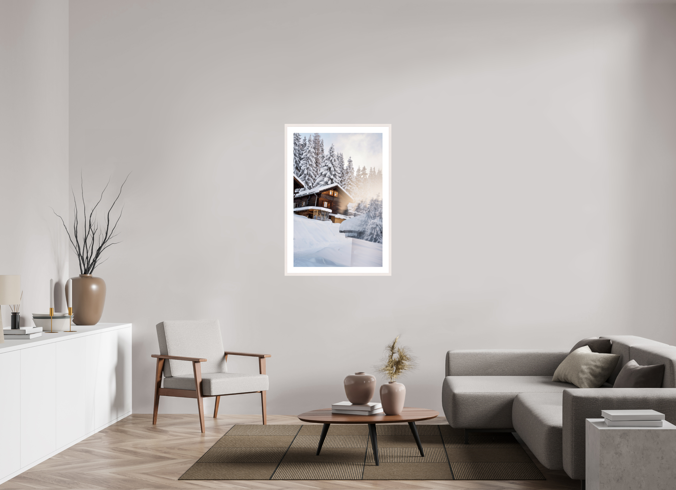 70 x 105 cm, Frame Hambourg 20mm Chez Dany in Winter – Verbier, Switzerland