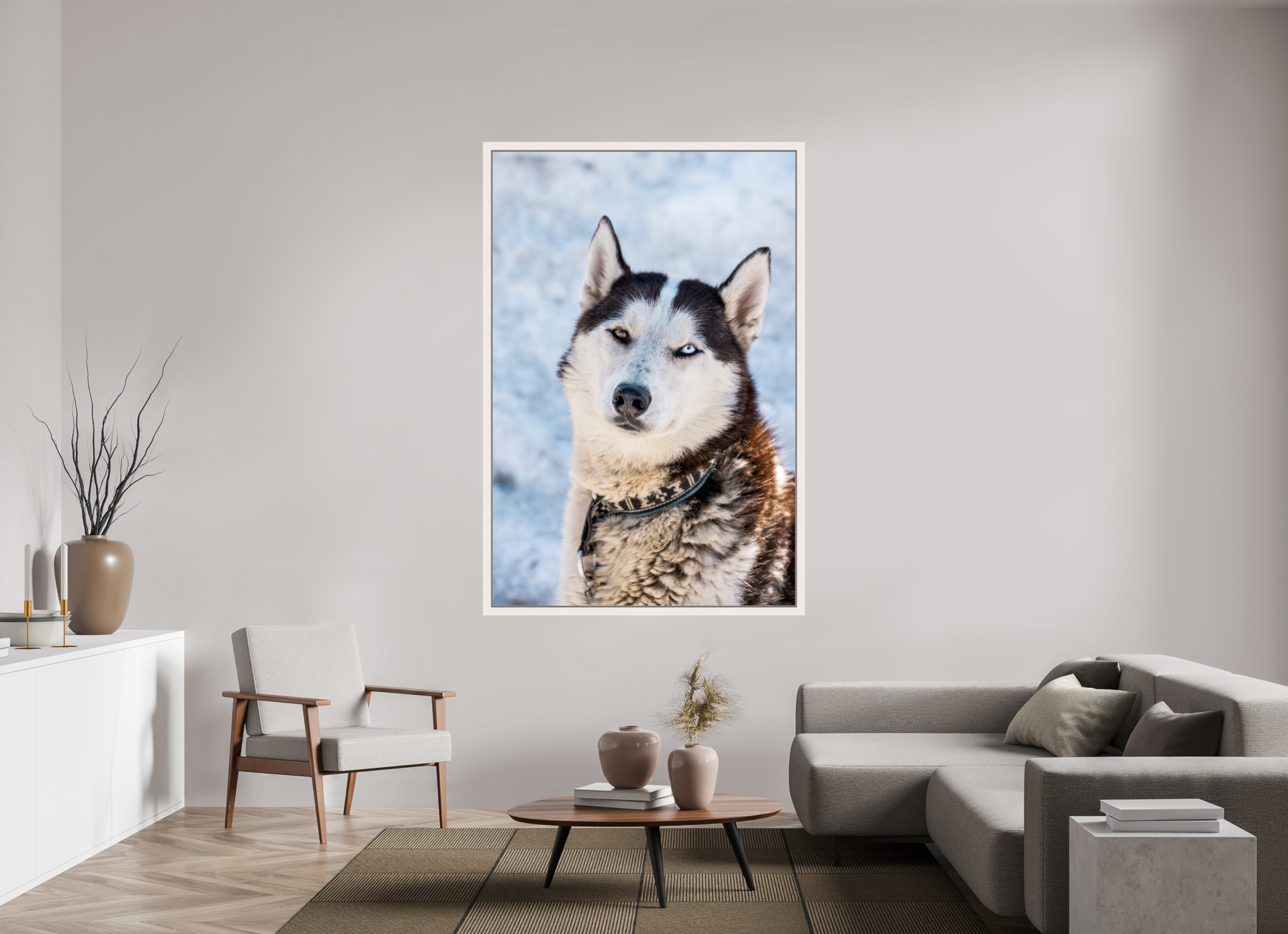 120 x 180 cm, Framed Plexi Siberian husky