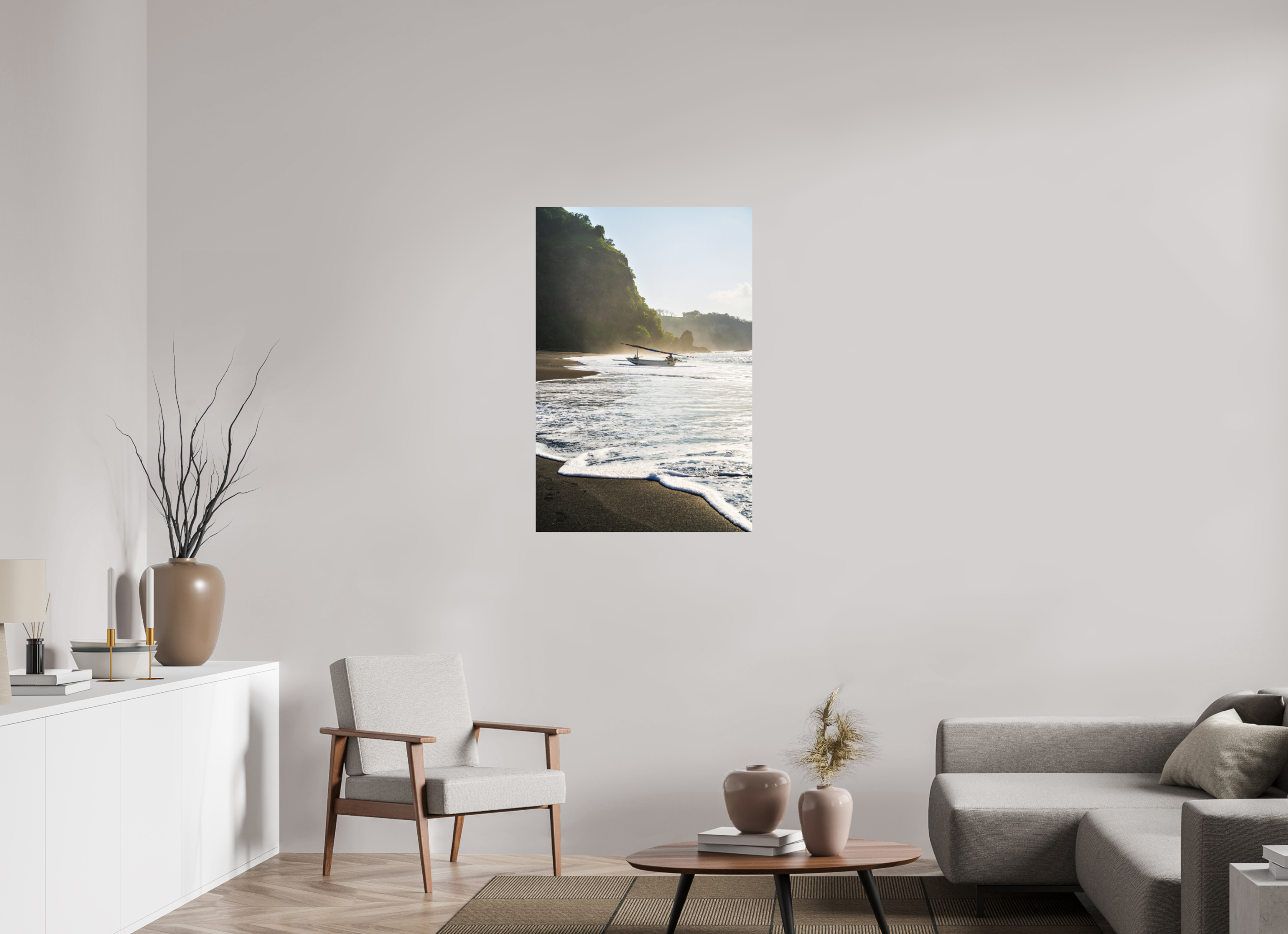 70 x 105 cm, Alu Dibond Metalic Suspension System Before the Tide – Bali, Indonesia