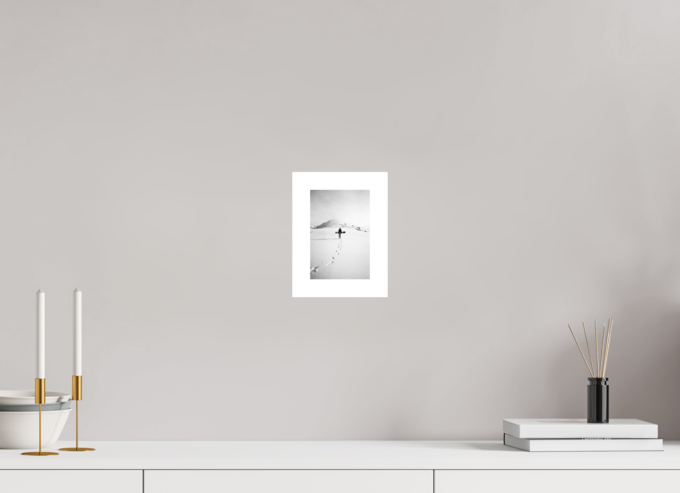 10 x 15 cm, Epson Fine Art Cotton Smooth Natural Paper Snowboarder Walking on Snow