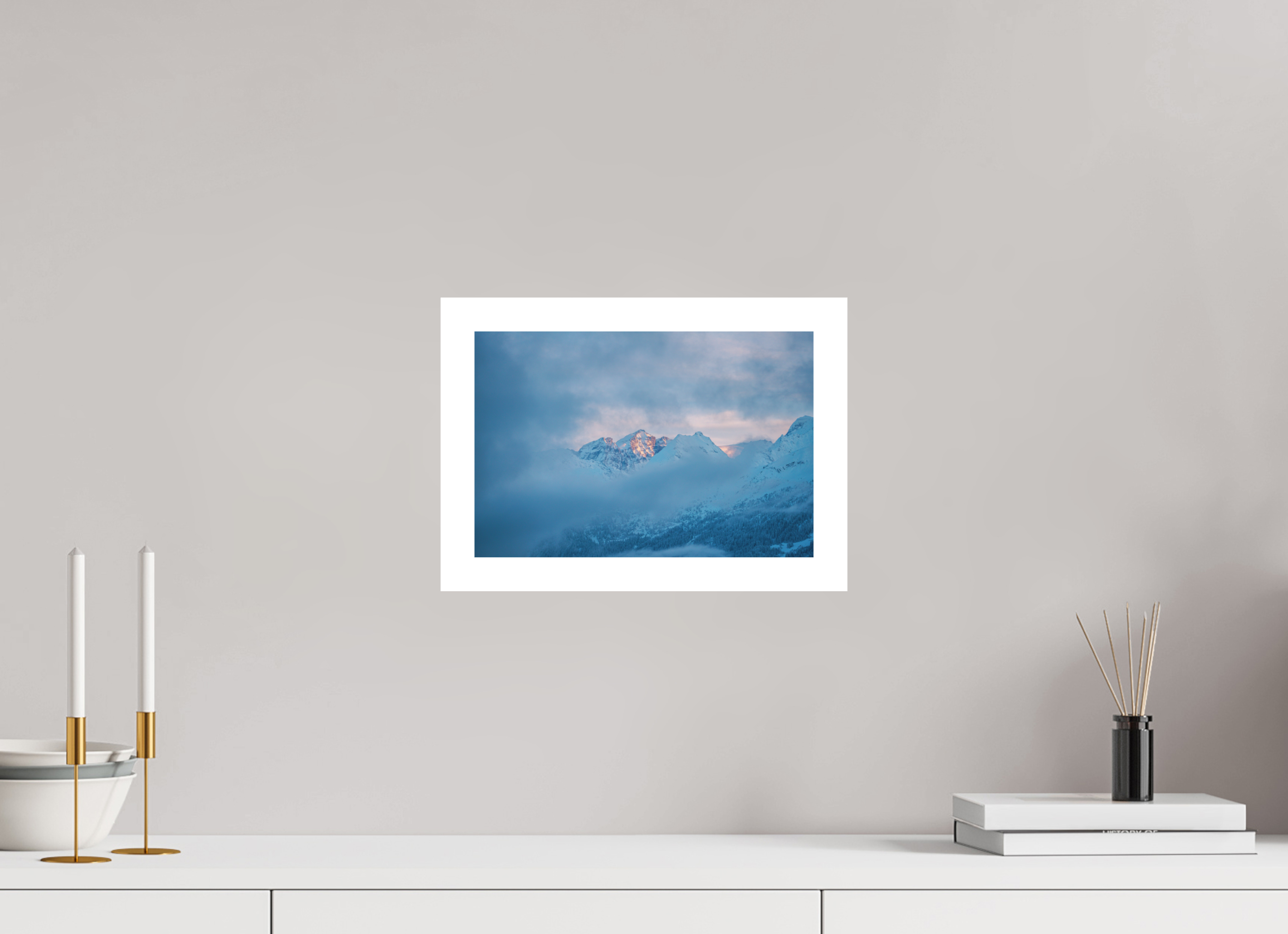 30 x 20 cm, Epson Fine Art Cotton Smooth Natural Paper Purple Blue Sunset Over Misty Mountains – Fine Art Landscape Photography Print from Verbier