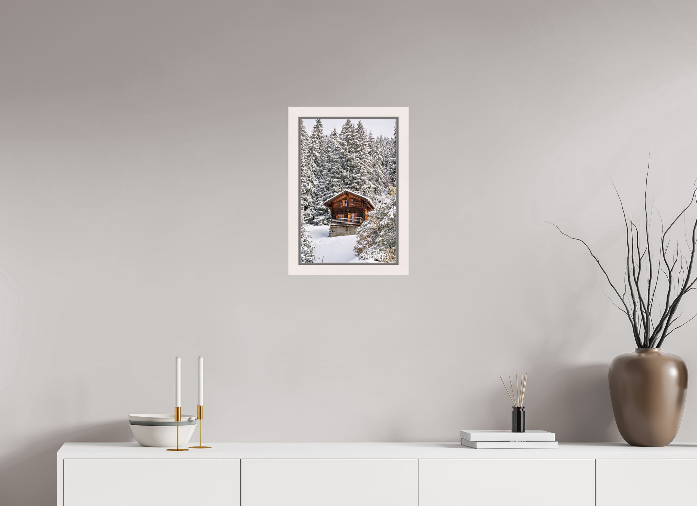 30 x 45 cm, Framed Plexi Hidden Chalet – Verbier, Switzerland