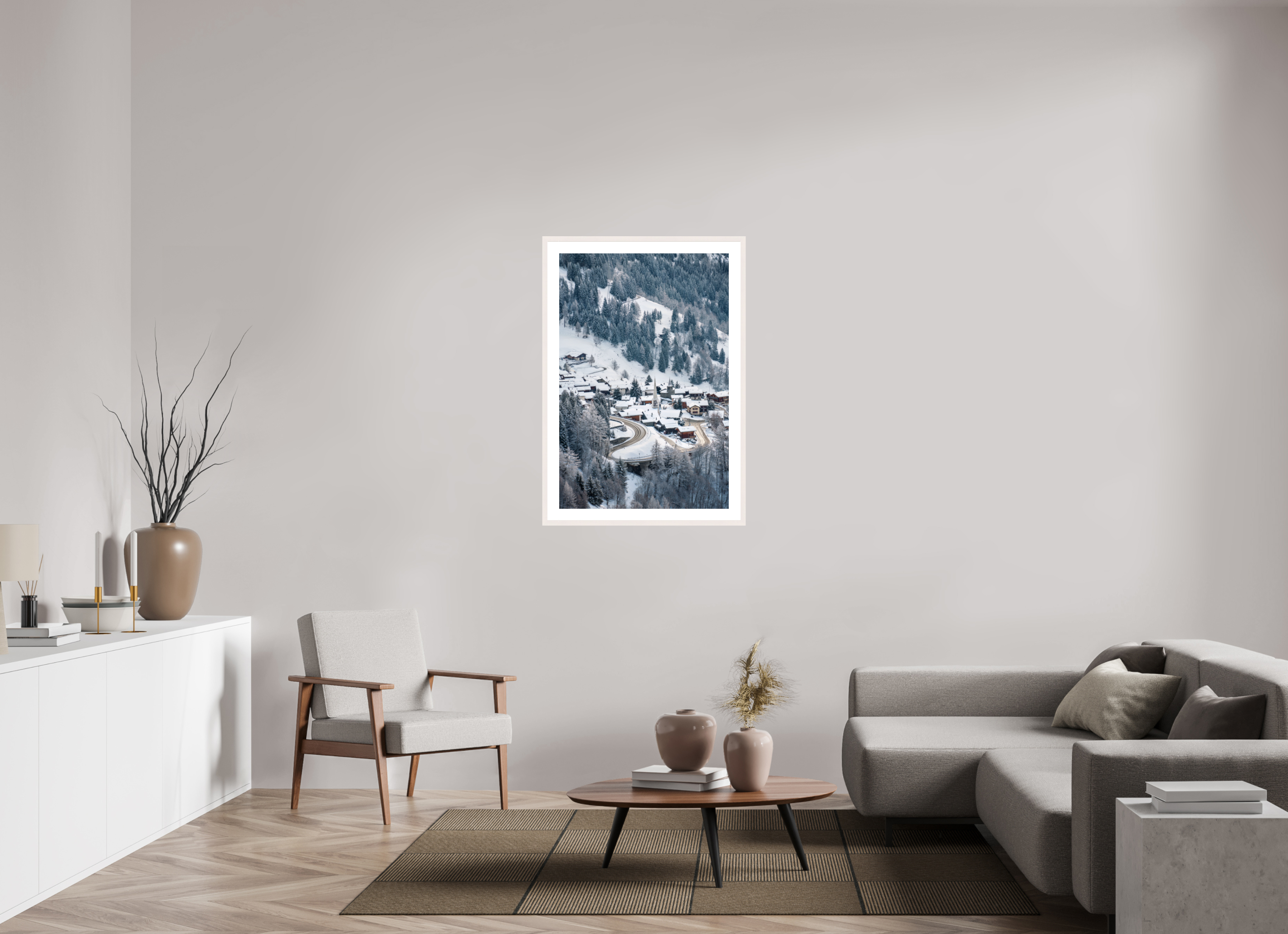 70 x 105 cm, Frame Hambourg 20mm Verbier Village Church