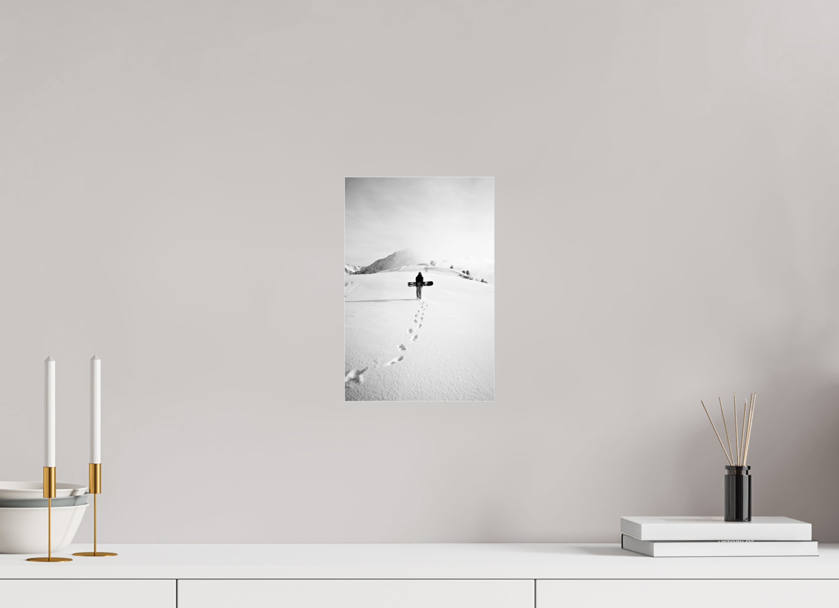 20 x 30 cm, Photos Plexi Snowboarder Walking on Snow