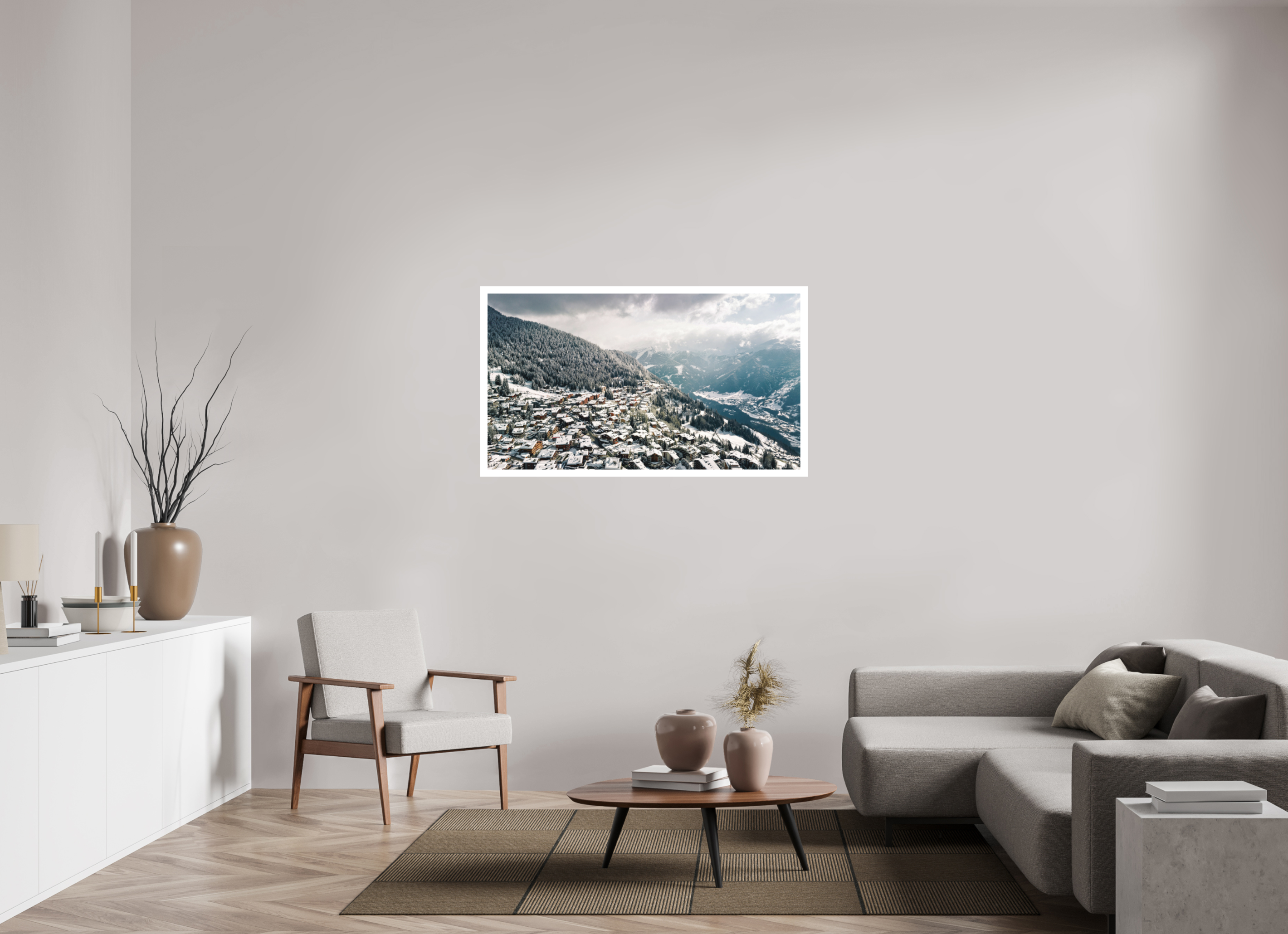 128 x 72 cm, Epson Fine Art Cotton Smooth Natural Paper Print After the Storm – Verbier from Above