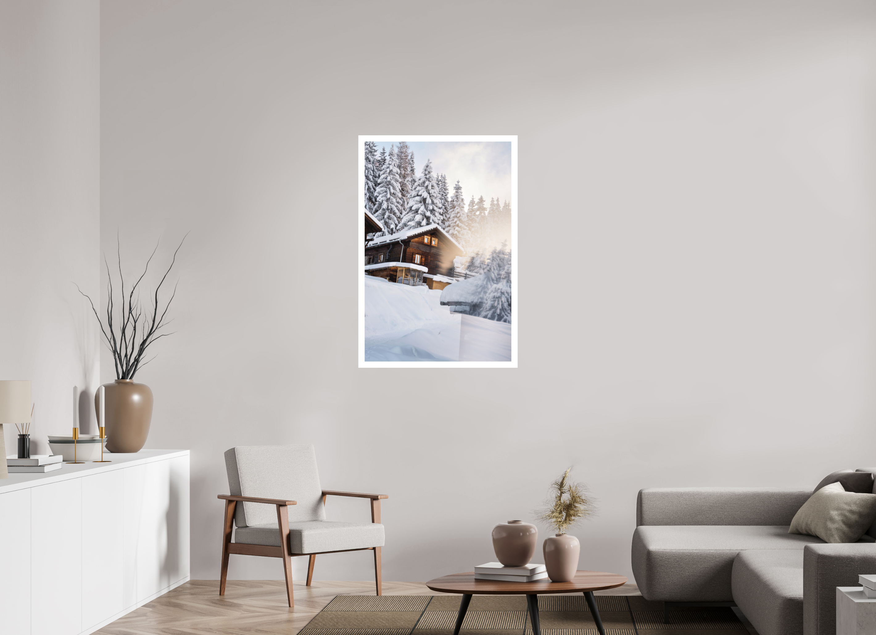 70 x 105 cm, Epson Fine Art Cotton Smooth Natural Paper Print Chez Dany in Winter – Verbier, Switzerland