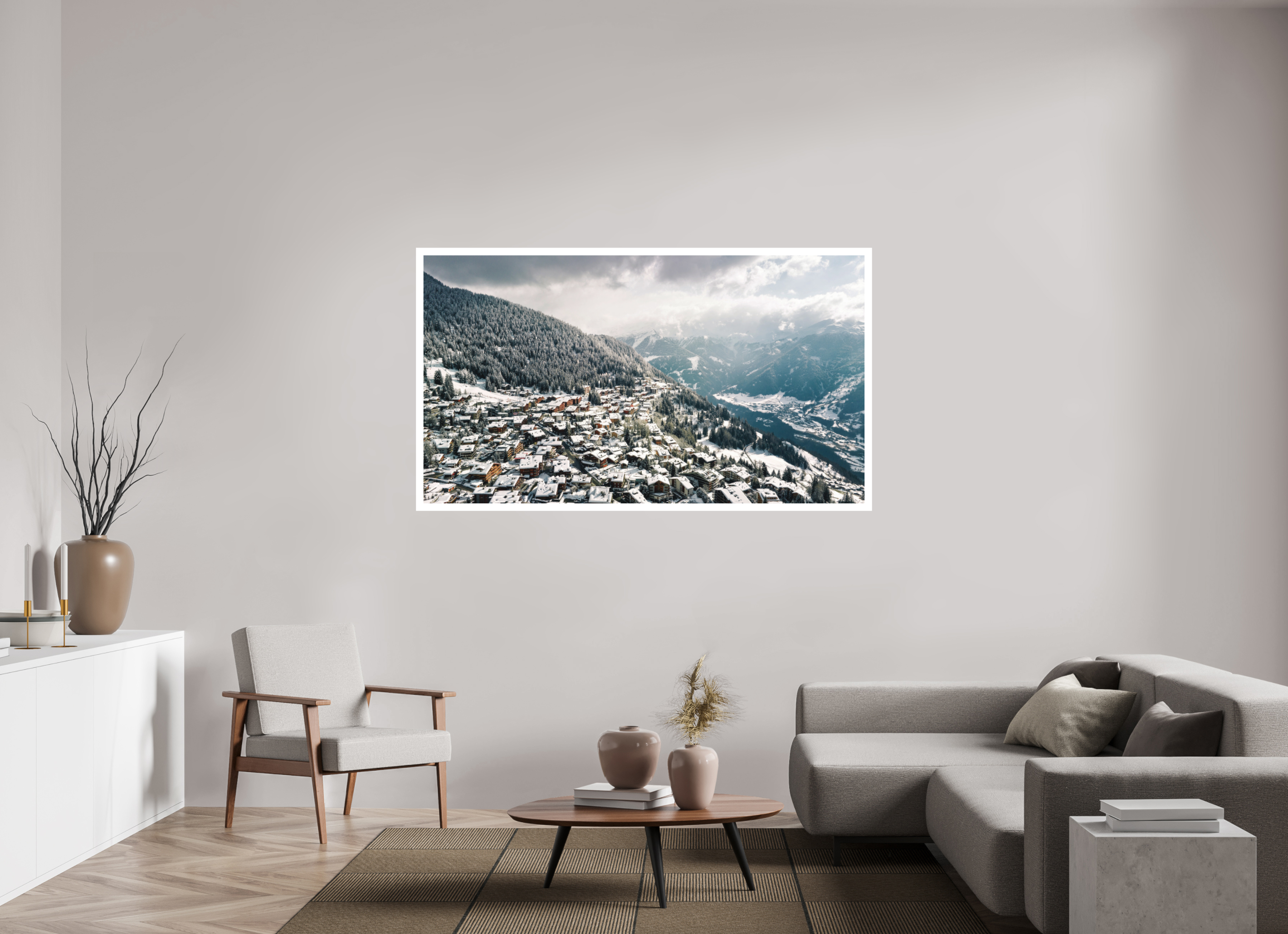 176 x 99 cm, Epson Fine Art Cotton Smooth Natural Paper Print After the Storm – Verbier from Above